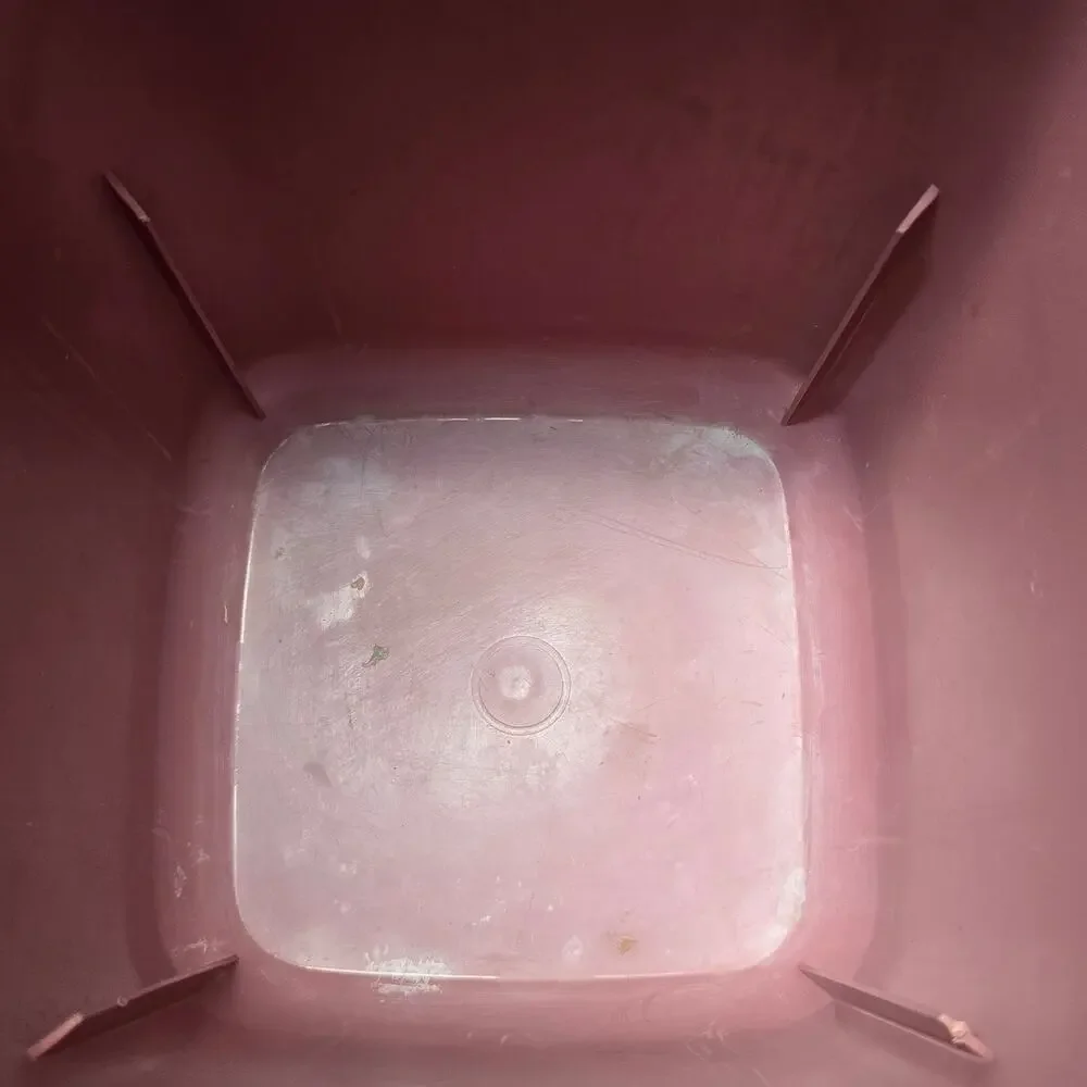 Vintage Aquetta Ware Blush Pink Small Square Plastic Trash Can
